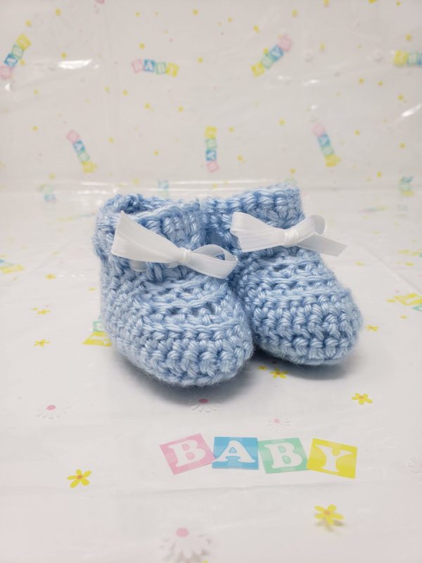 Blue newborn booties